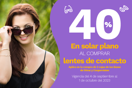 40% EN SOLAR PLANO AL COMPRAR LENTE DE CONTACTO