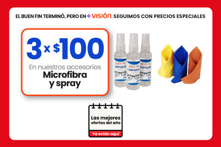 3 accesorios por $100 (microfibras y/o soluciones de limpieza)