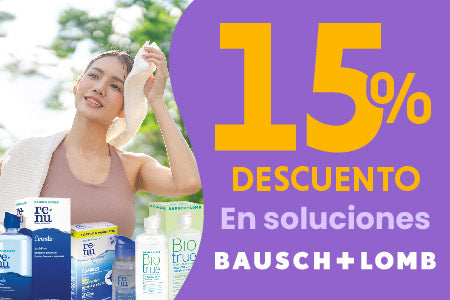 15% EN SOLUCIONES DE BAUSCH AND LOMB Y ALCON